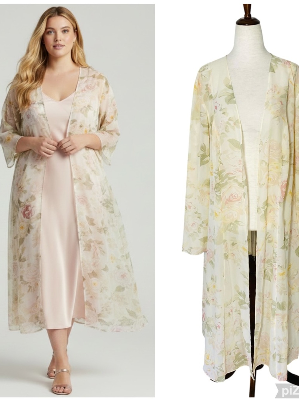 VINTAGE JBS Sheer Floral Duster Top